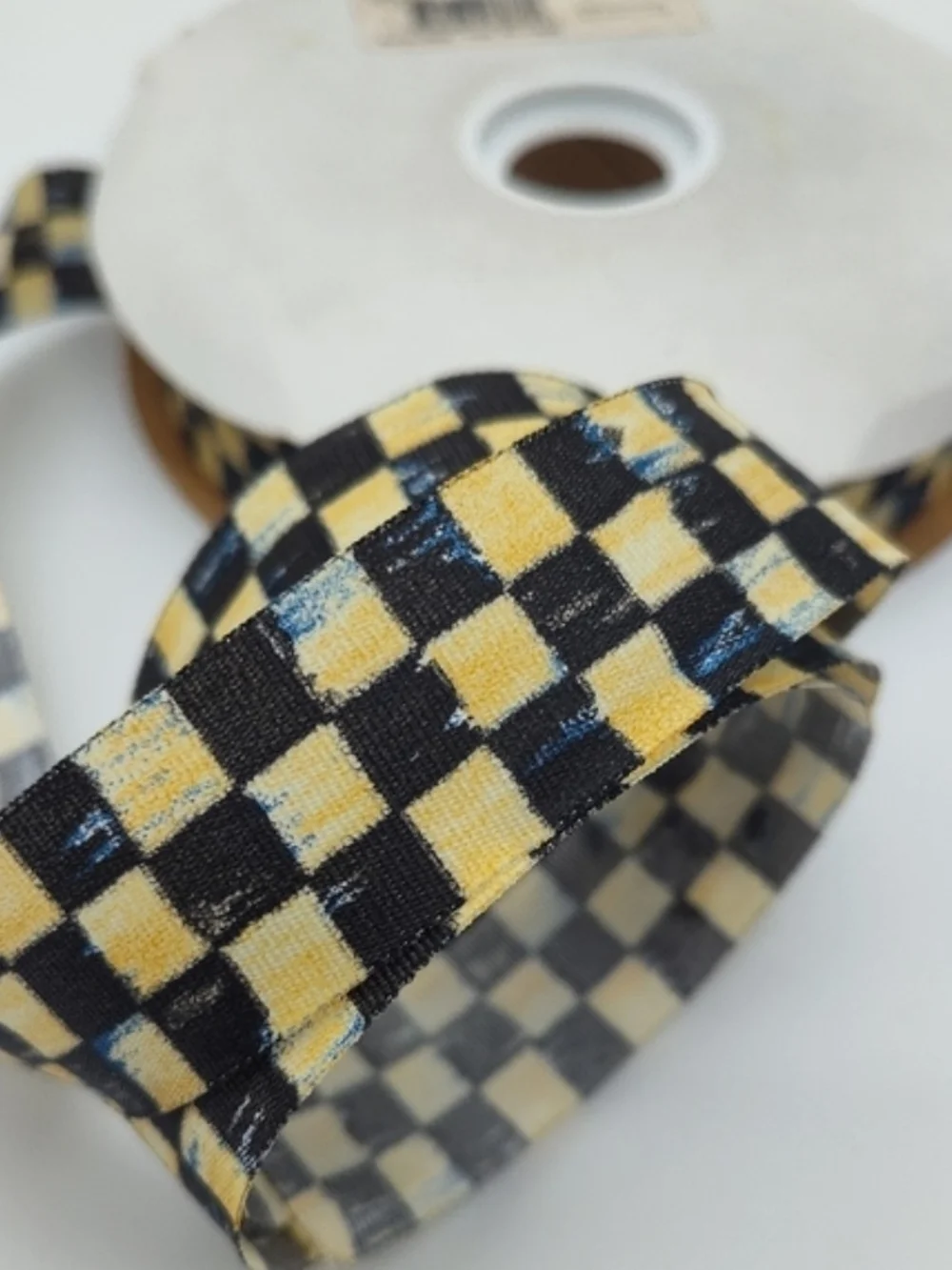 MACKENZIE-CHILDS Courtly Check Ribbon 10 Yards 1” Retired Taffeta Yellow OOP